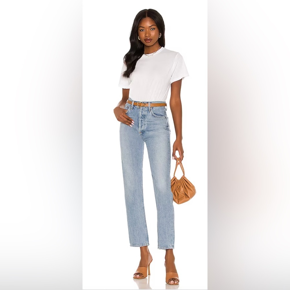NWT AGOLDE (Revolve) 90’s High Rise Pinch Waist Straight Leg Jeans in Soundwave